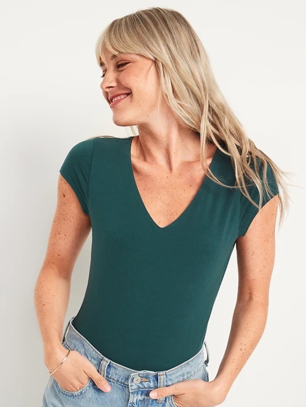 NWT Old Navy Fitted Short-Sleeve V-Neck Bodysuit 3X